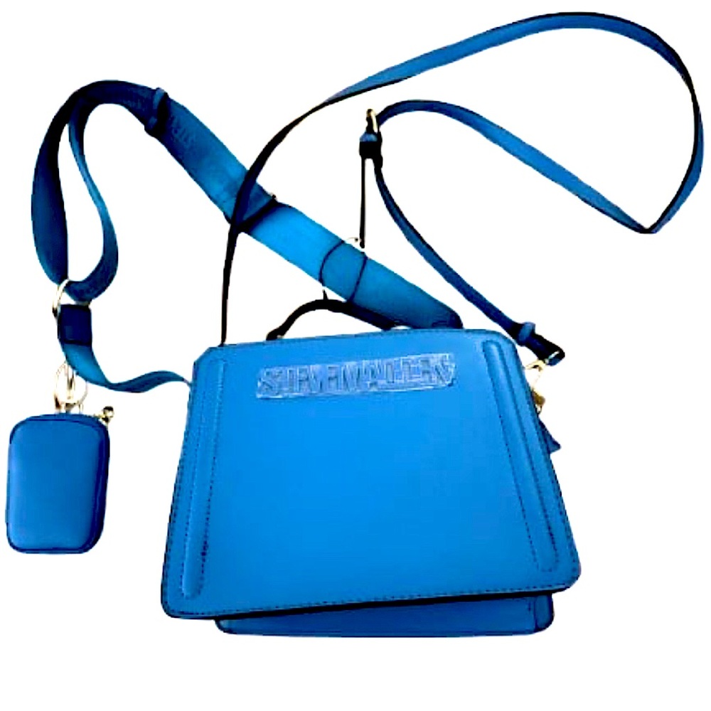 Chic Blue Crossbody Bag with Mini Pouch